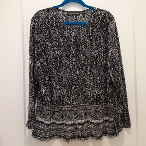 BRIGGS NEW YORK black & white micro-pleat tunic top (3X)